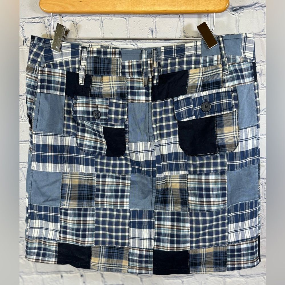 Loft Patchwork White Blue Madras Plaid Coastal Be… - image 2